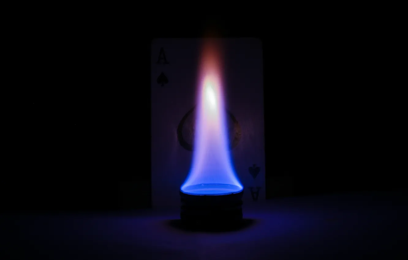 Фото обои flame, ace, dark background, spade, blue flames, spade ace