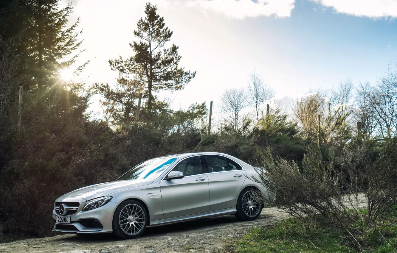 Фото обои Mercedes, мерседес, AMG, амг, UK-spec, 2015, W205, C 63 S