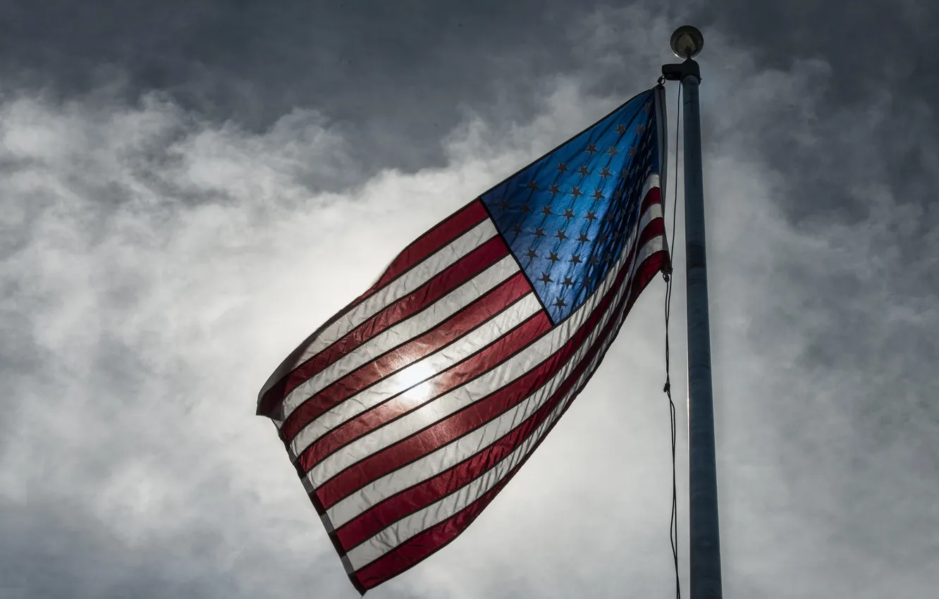 Фото обои небо, флаг, США