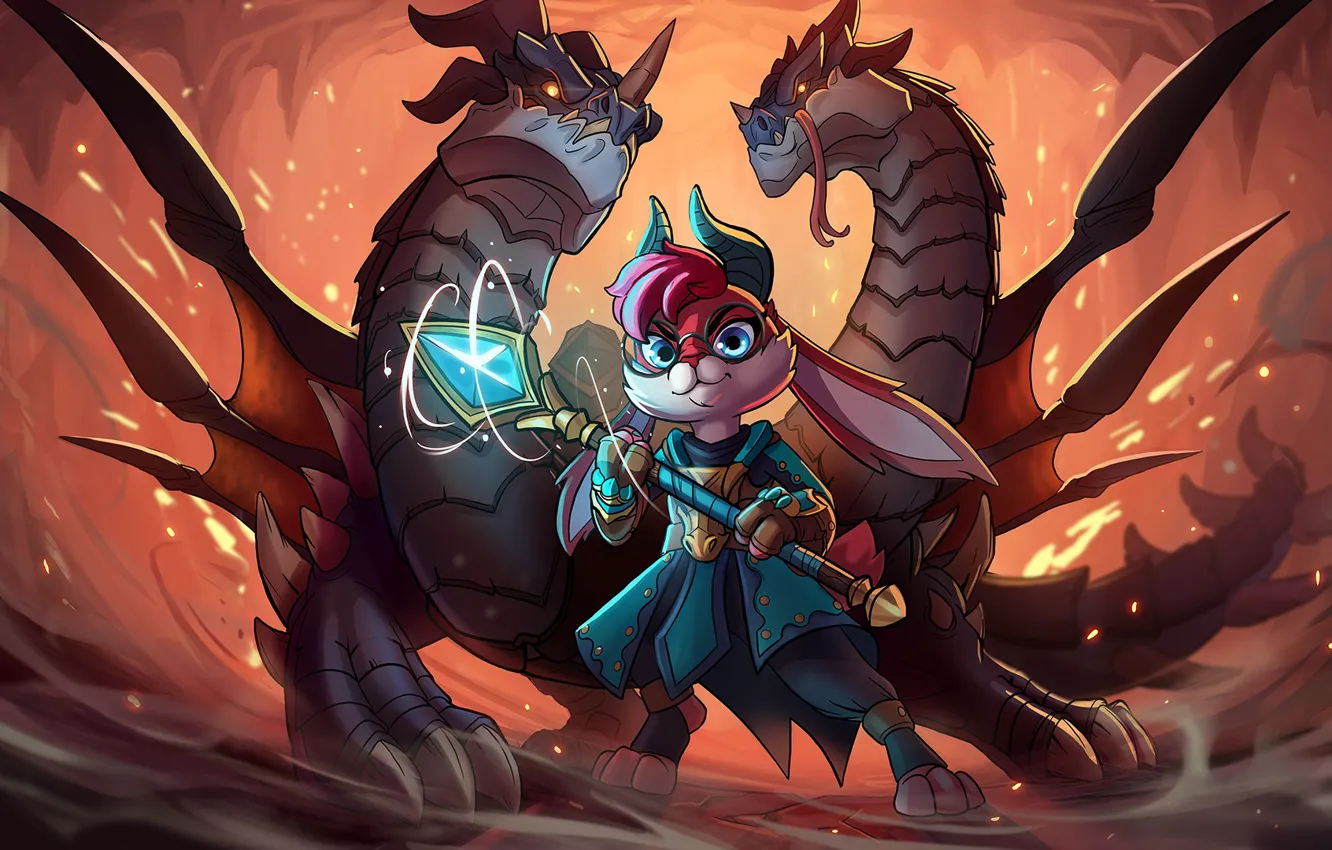 Фото обои дракон, игра, кролик, Paladins