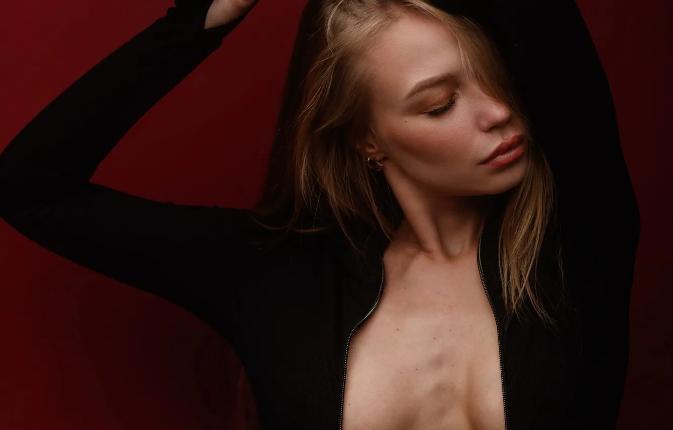 Фото обои модель, Сергей Сорокин, Black on red