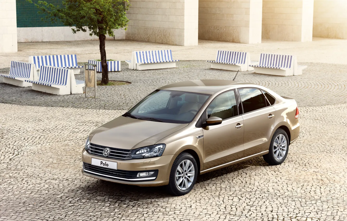 Фото обои Volkswagen, седан, фольксваген, Sedan, Polo, поло, 2015, Typ 6R
