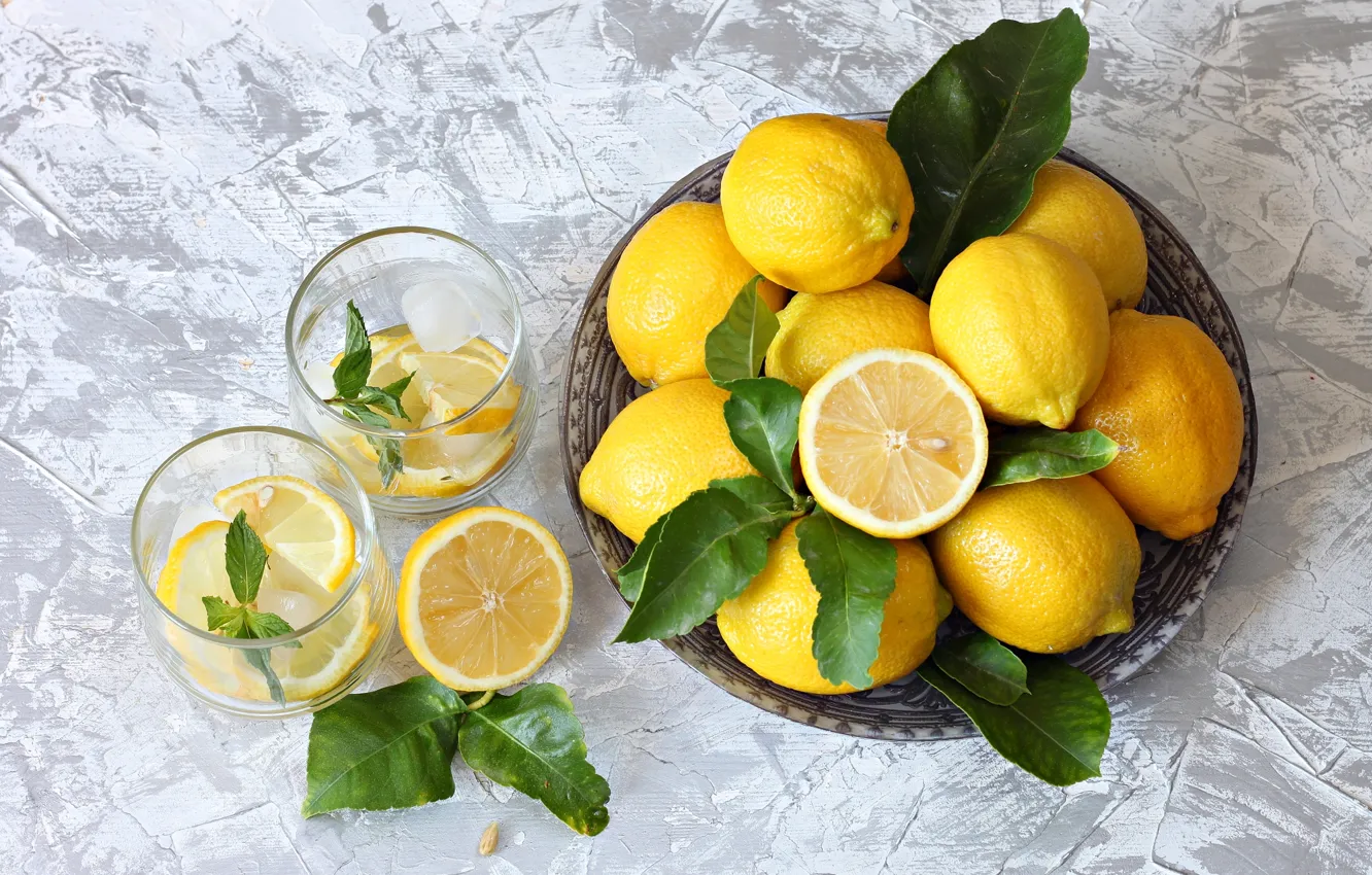 Фото обои цитрусы, лимоны, лимонад