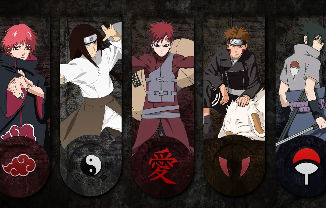 Фото обои Kiba, sword, logo, game, Sasuke, Naruto, anime, katana