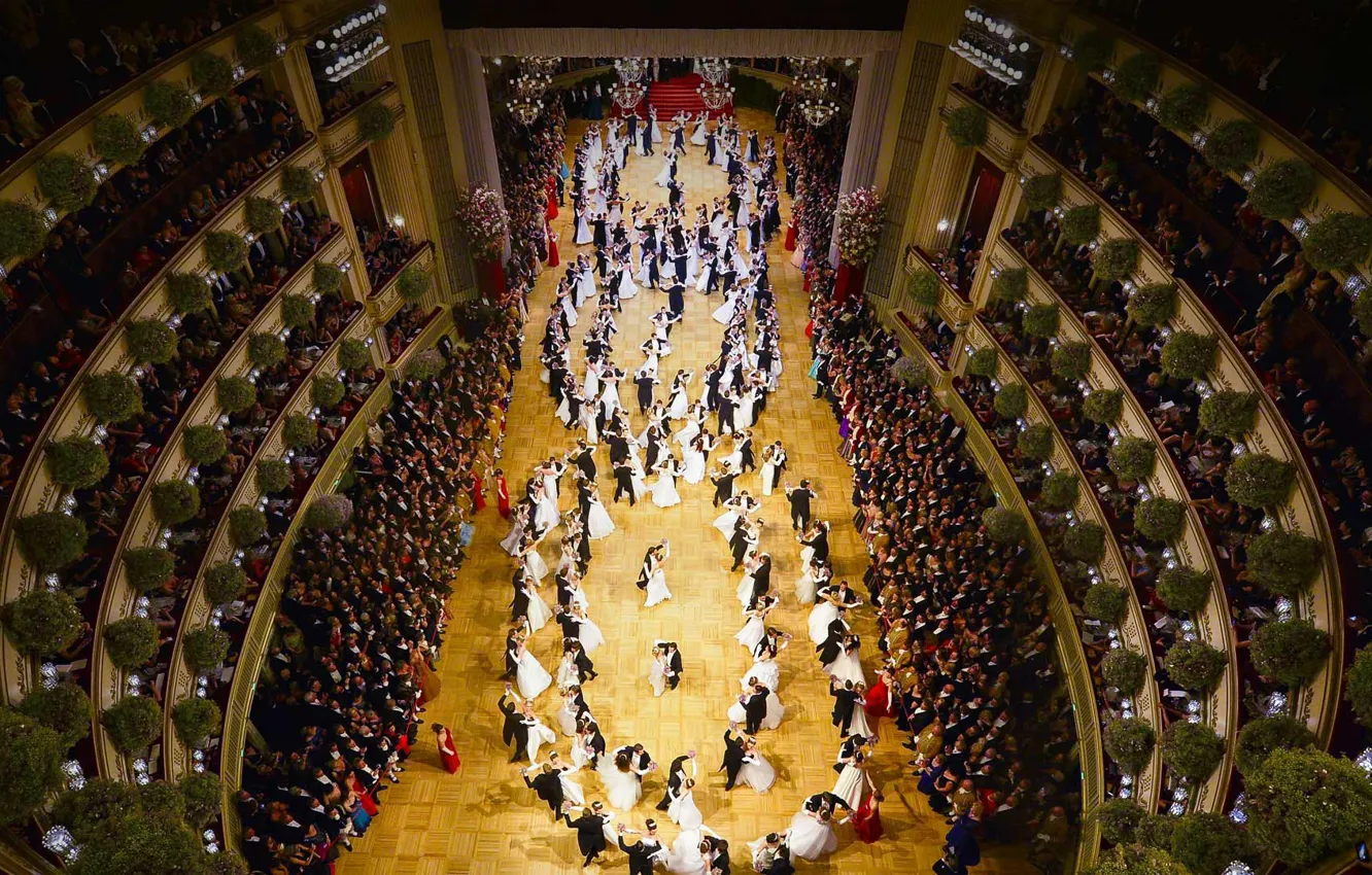 Фото обои танец, Австрия, зал, Венская государственная опера, оперный бал
