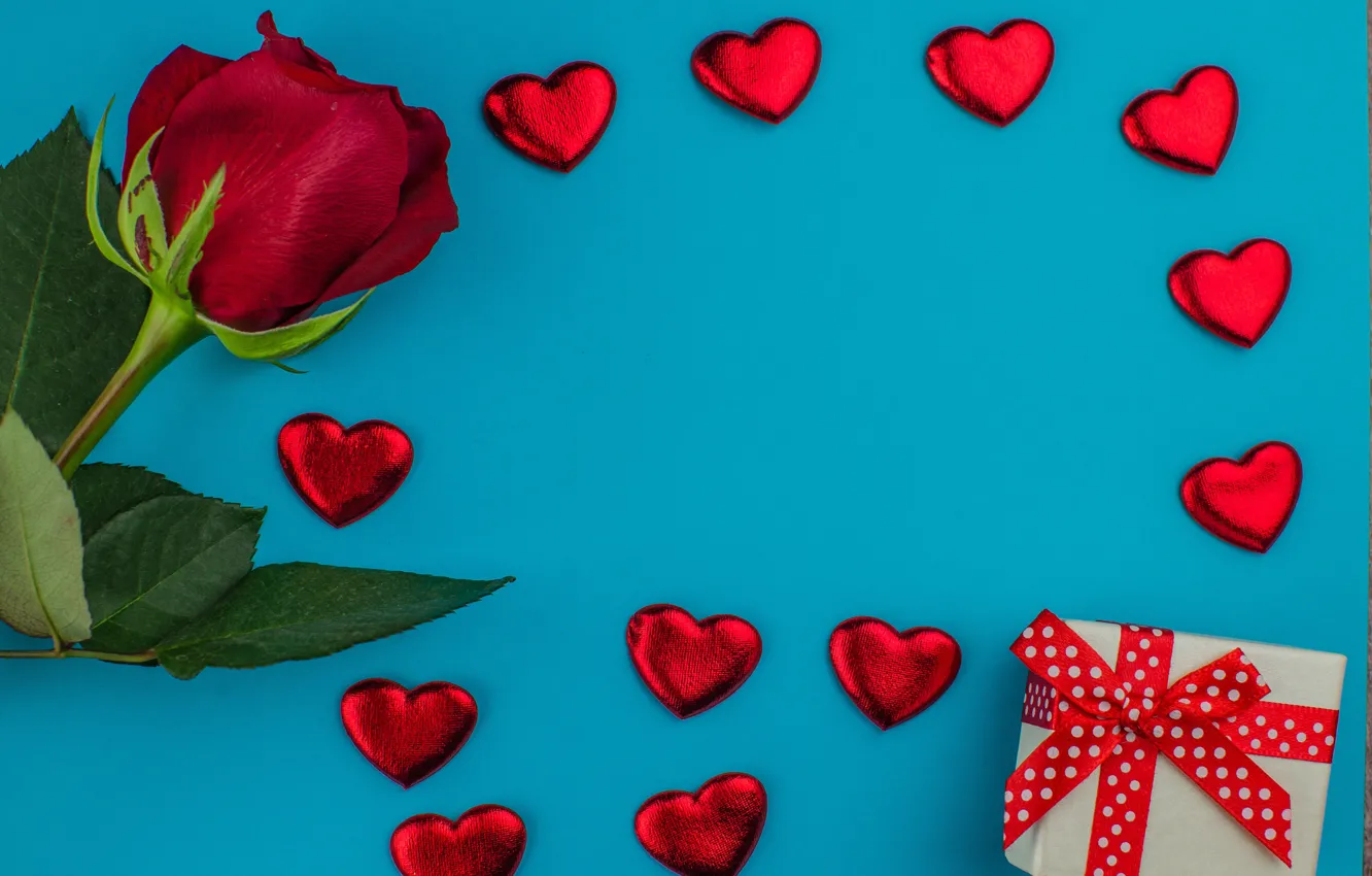 Фото обои подарок, шоколад, розы, конфеты, сердечки, красные, red, love