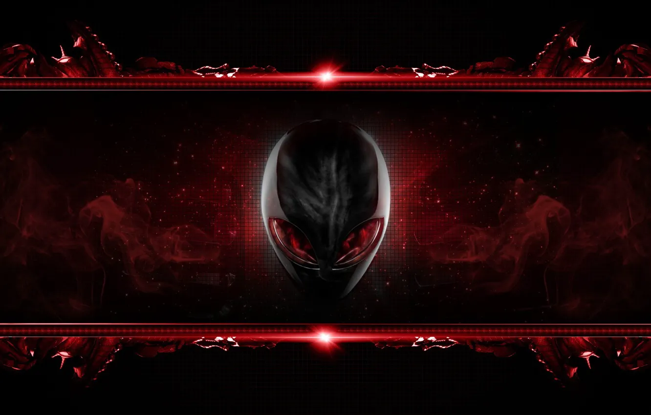 Фото обои глаза, красный, голова, брэнд, alienware, иноплянетянин