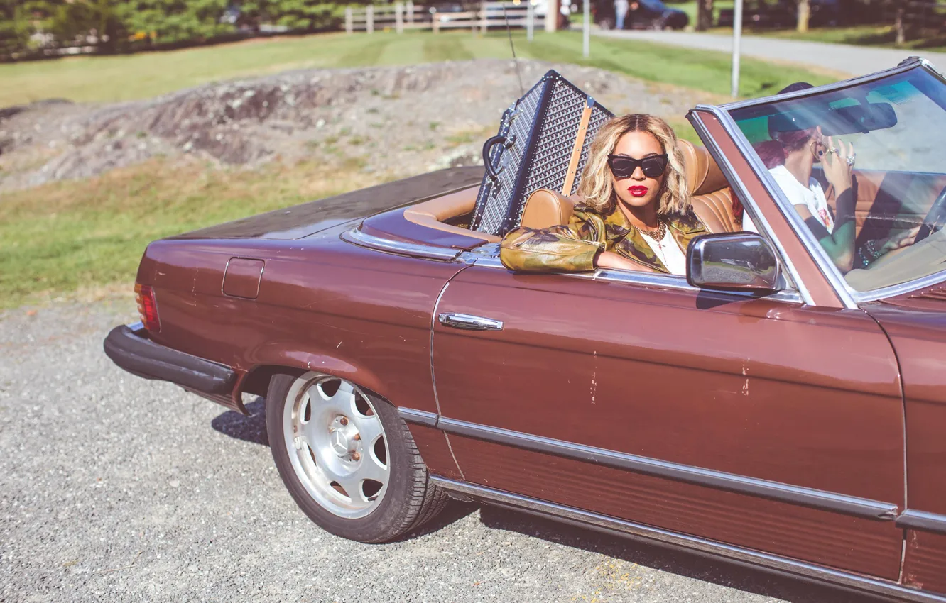 Фото обои машина, девушка, очки, блондинка, певица, знаменитость, Beyonce