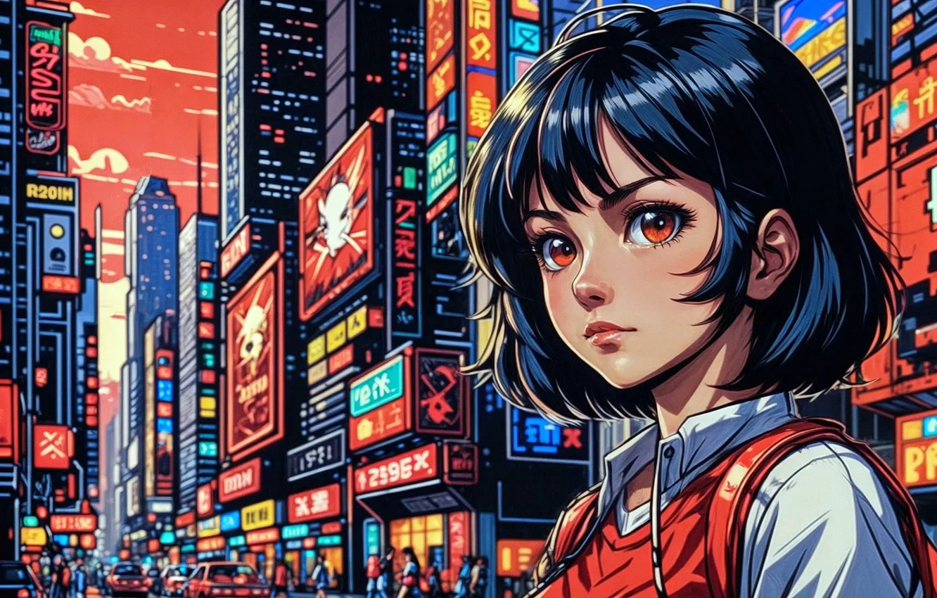 Фото обои anime, rendering, neural network
