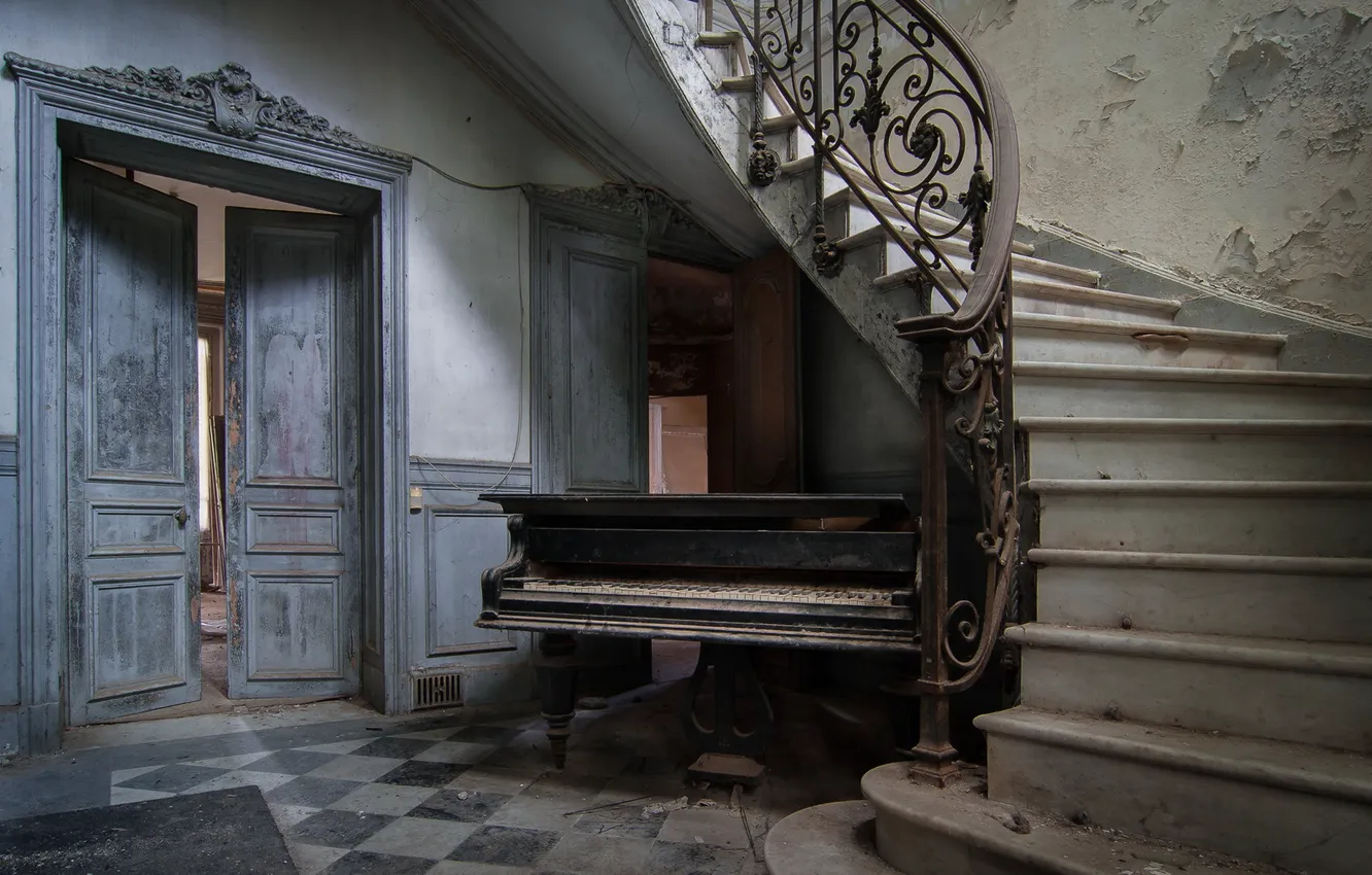 Фото обои музыка, дверь, пианино