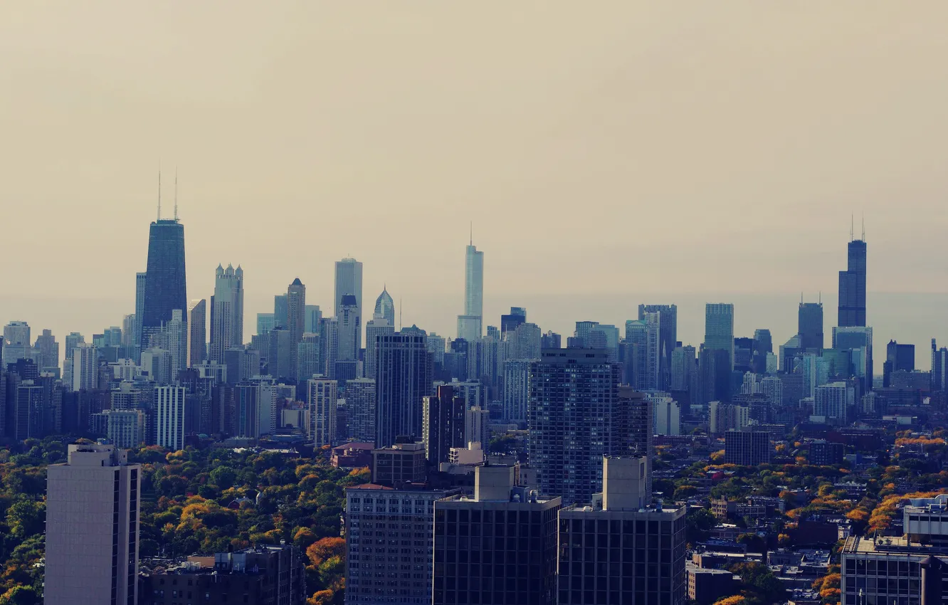 Фото обои небоскребы, утро, Чикаго, USA, Chicago, мегаполис, illinois