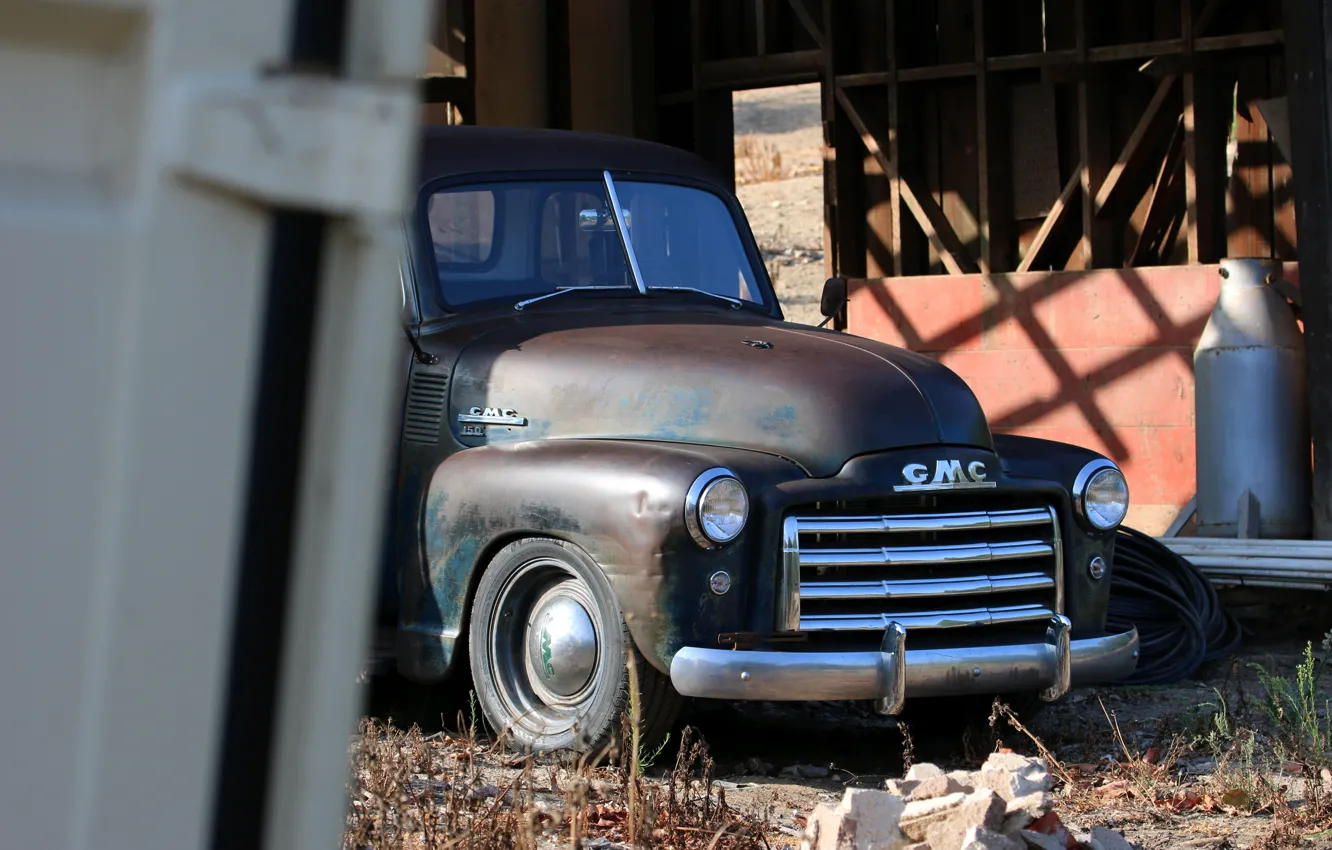 Фото обои 150, пикап, 2018, передняя часть, GMC, 1949, ICON, Long Bed Derelict