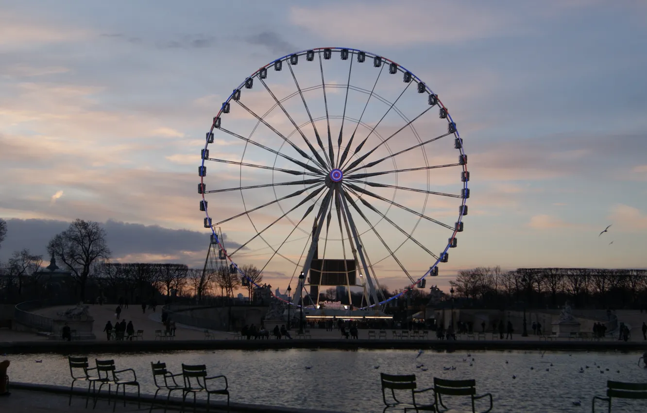Фото обои Париж, колесо, красиво