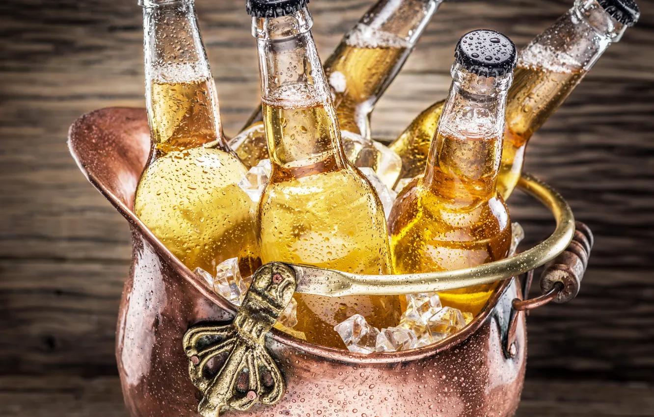 Фото обои лед, капли, бутылка, пиво, ice, напиток, beer, drink