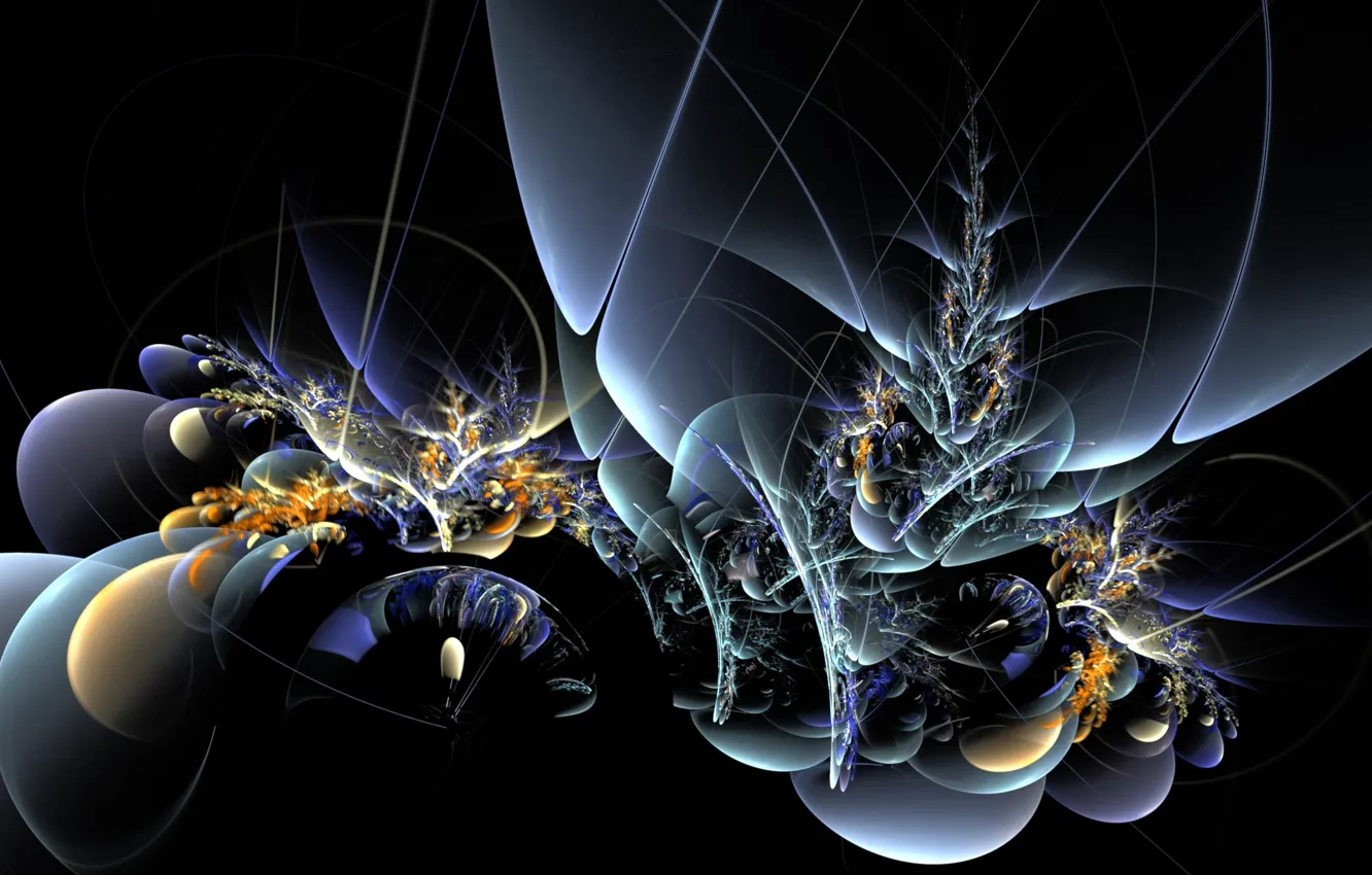 Фото обои дельфин, фракталы, черный фон, компьютерная графика, black background, dolphin, fractals, computer graphics