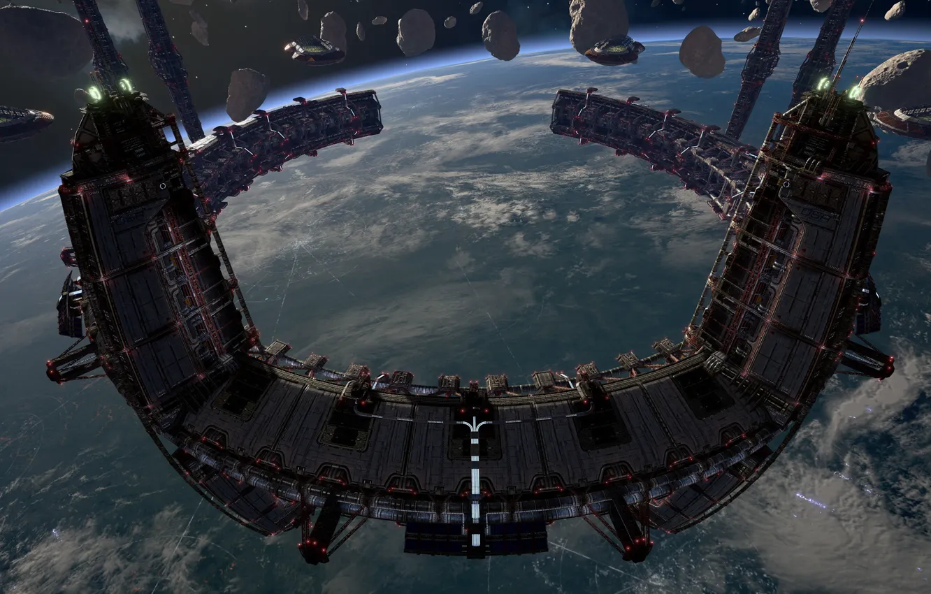 Фото обои космос, планета, станция, Fractured Space, Home Base Station