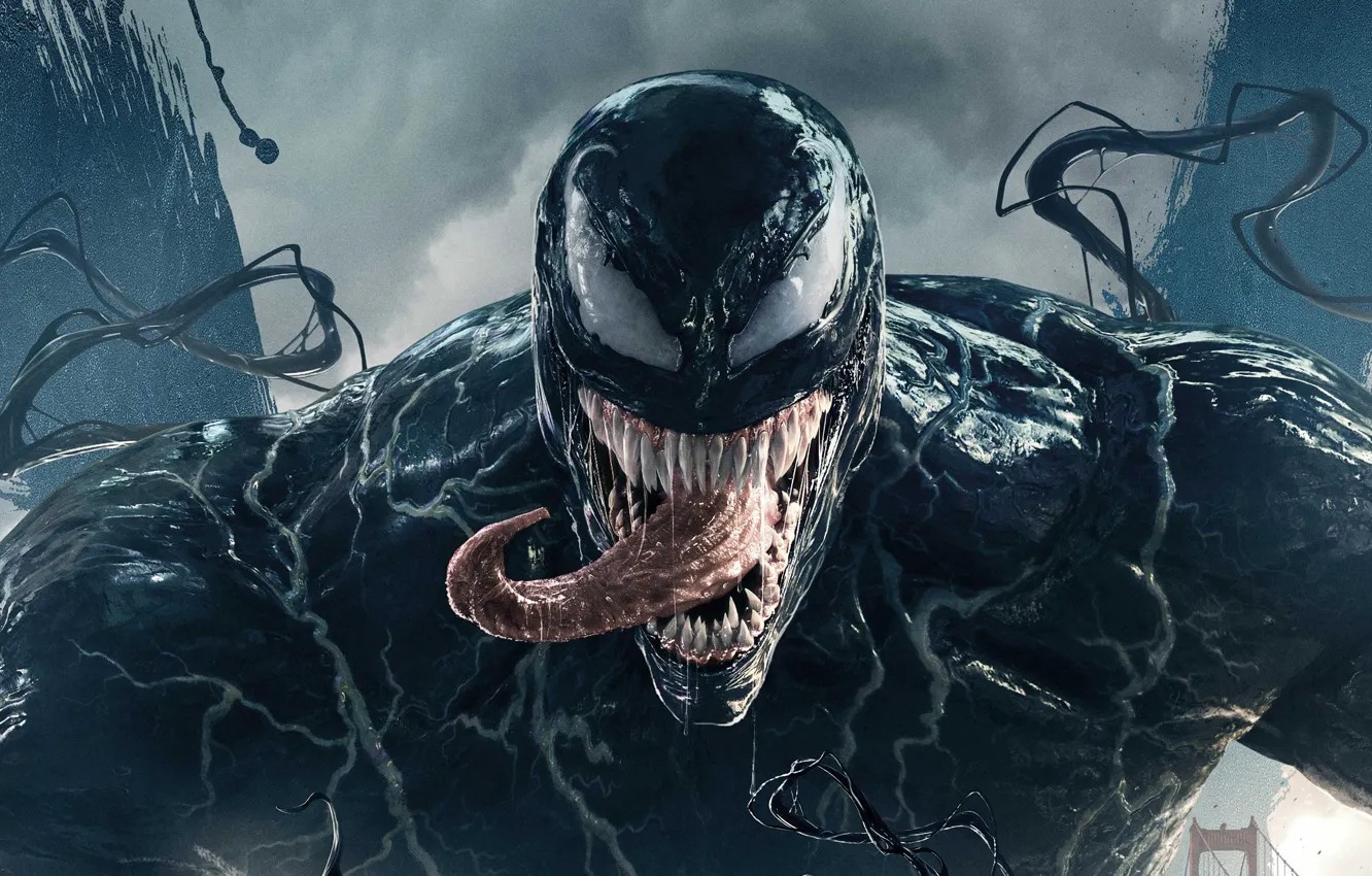 Фото обои язык, глаза, зубы, слюни, Веном, Venom