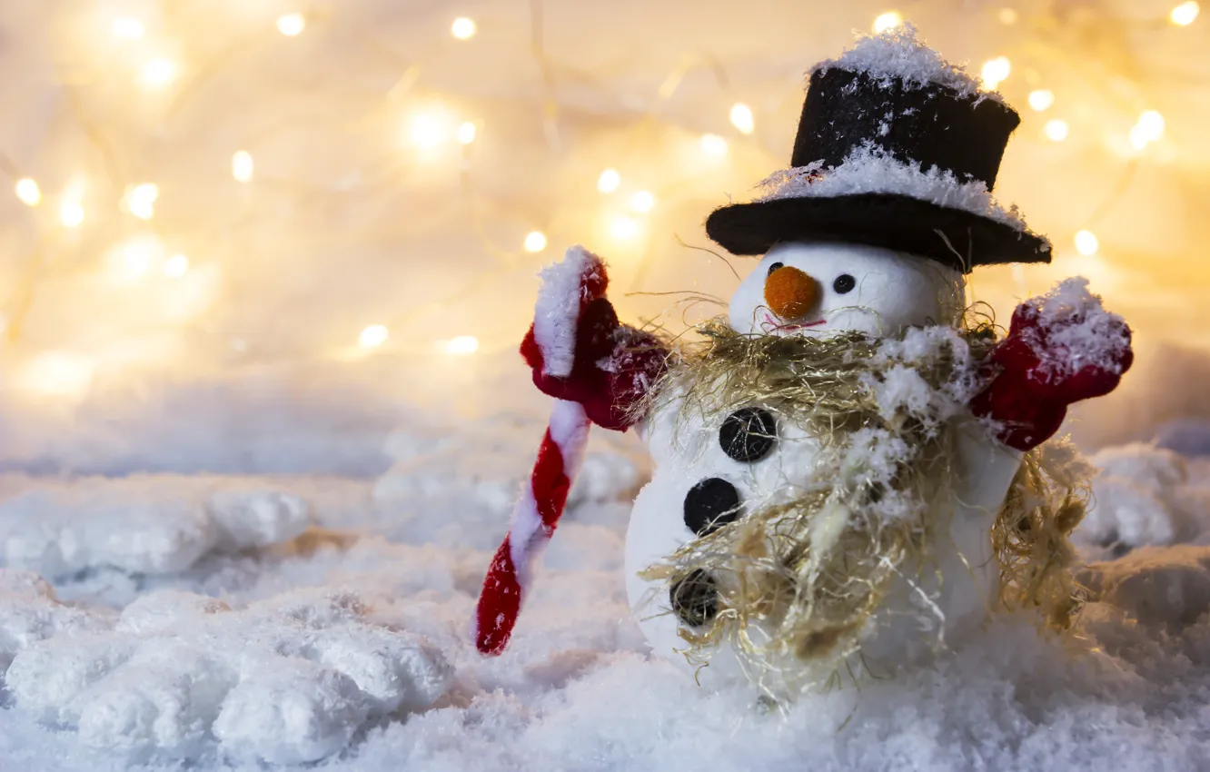 Фото обои зима, снег, Новый Год, Рождество, снеговик, Christmas, winter, snow