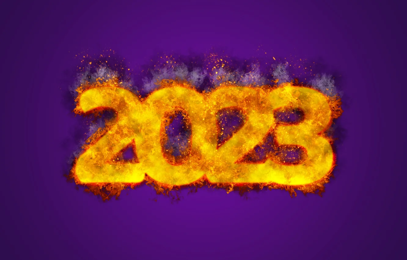 Фото обои огонь, Новый Год, цифры, fire, happy, New Year, design by Marika, 2023