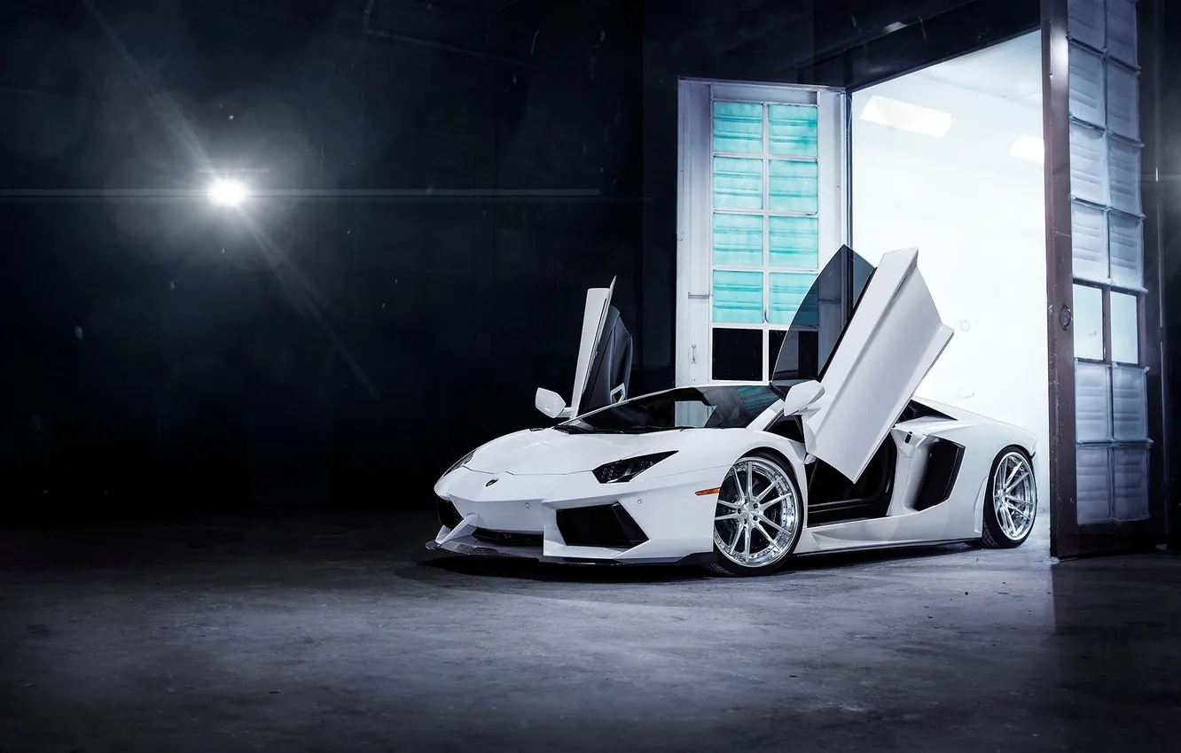 Фото обои Lamborghini, white, Aventador