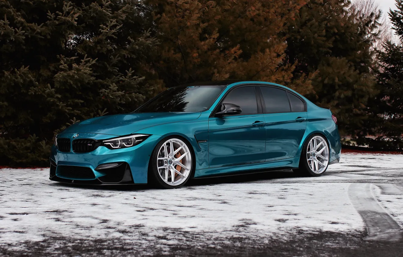 Фото обои BMW, Blue, Winter, Snow, F80