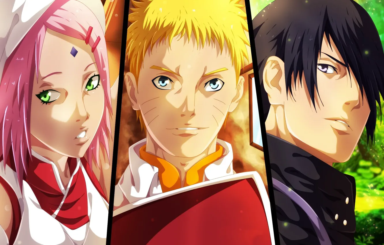 Фото обои Sasuke, Naruto, Sakura, hero, hokage, Uchiha Sasuke, shinobi, Haruno Sakura