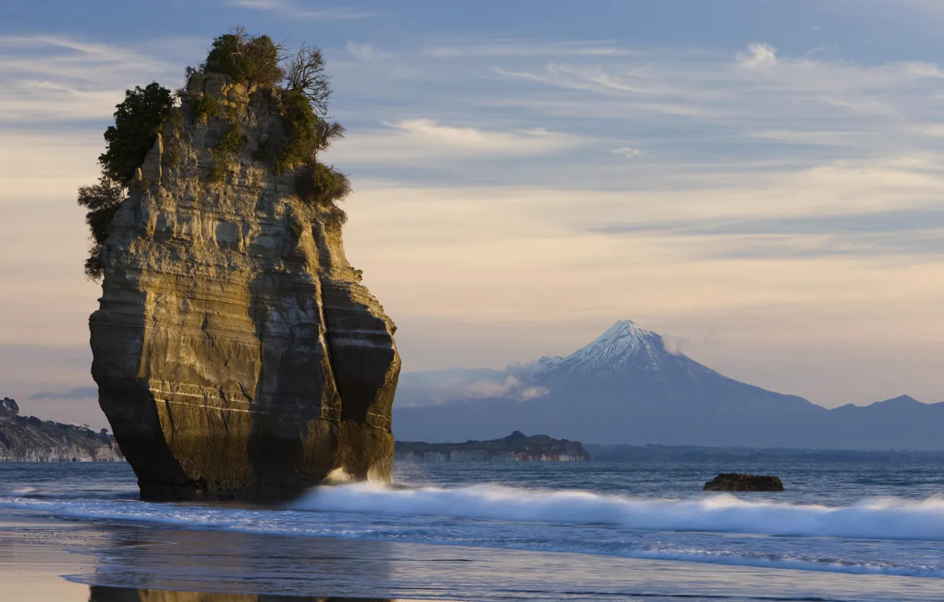 Фото обои Скала, гора Таранаки, Новая Зеландия
