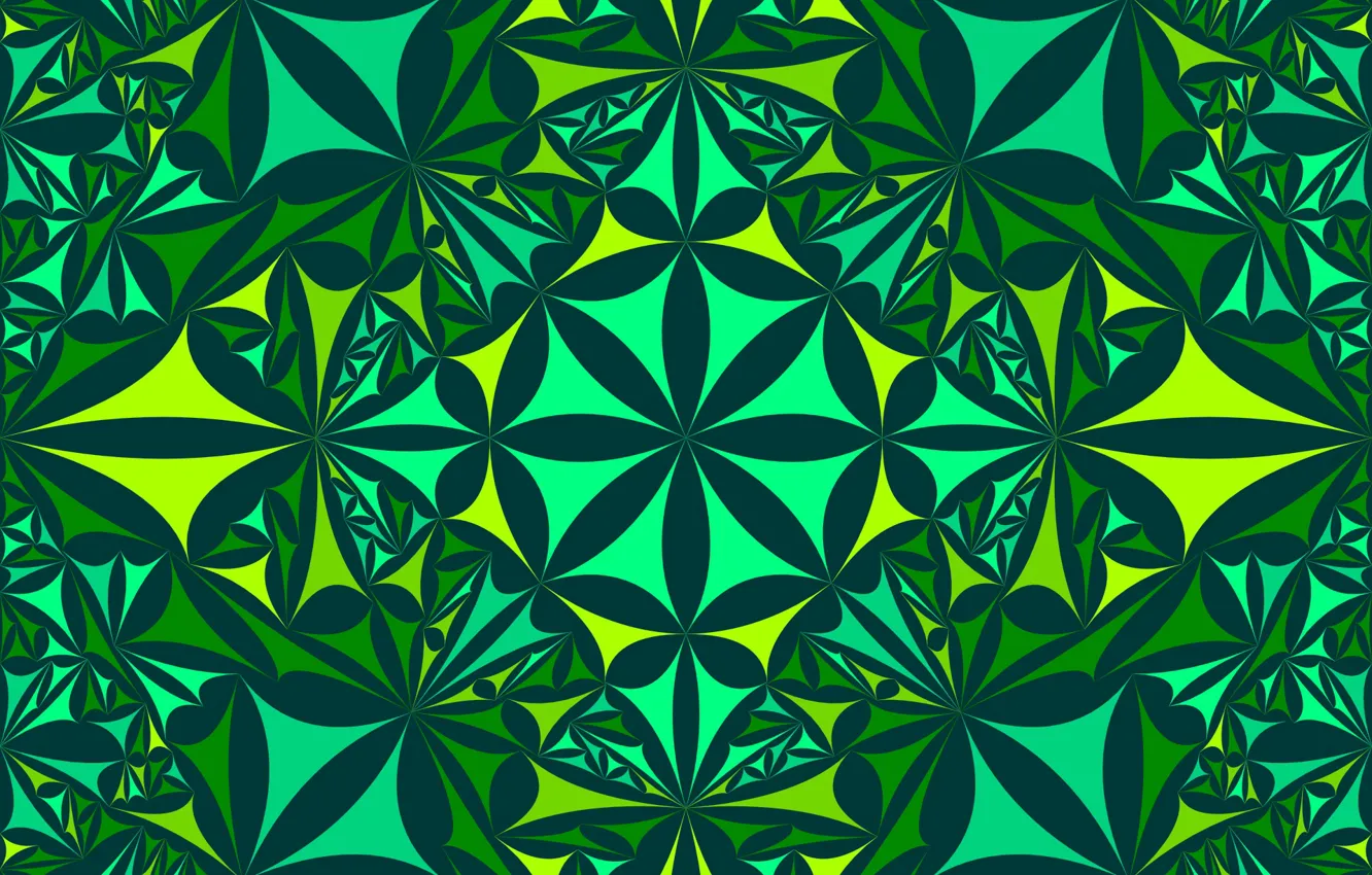Фото обои абстракция, green, геометрия, калейдоскоп