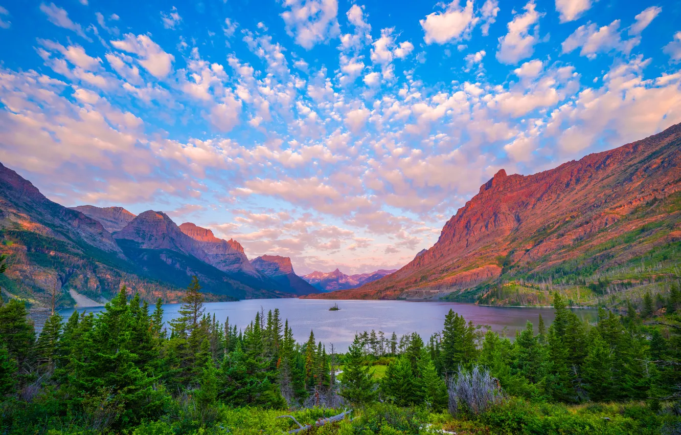 Фото обои горы, озеро, США, Glacier National Park