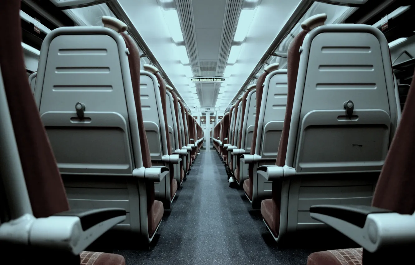 Фото обои lights, plastic, train, London, United Kingdom, vehicle, rows, seats