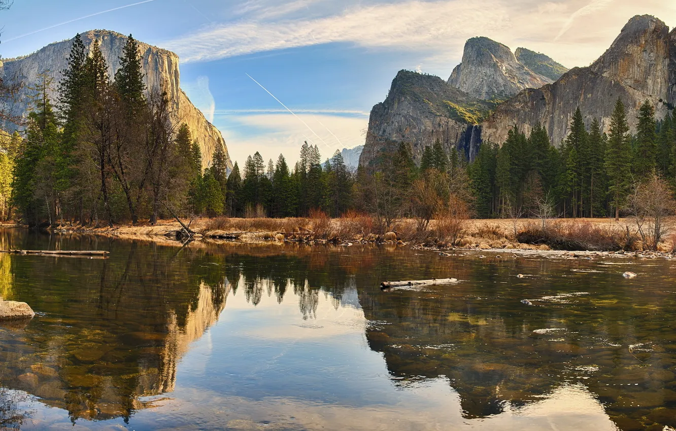 Фото обои Yosemite Valley, Yosemite National Park, Merced River, El Capitan, Valley View