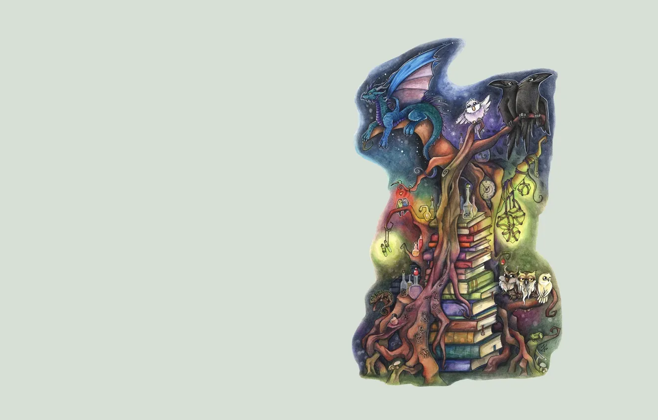 Фото обои фон, книги, арт, fantasy, детская. сказки