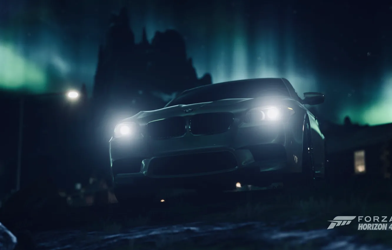 Фото обои BMW, Night, Game, F10, Xbox One X, Forza Horizon 4, FH4, HDR 10