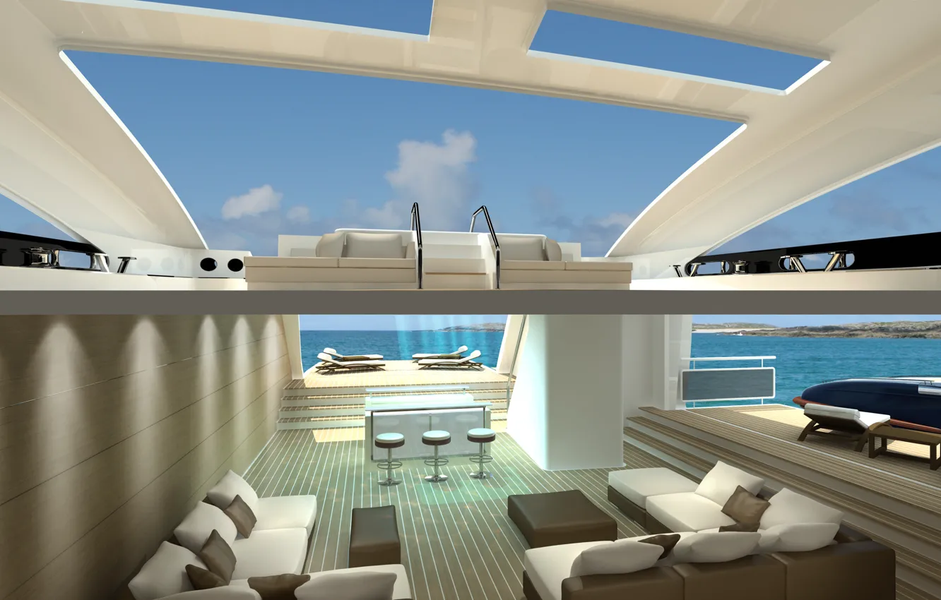 Фото обои cockpit, deck, luxury motor yacht, Yachts 213' All-Aluminum Concept, Megayacht Heesen
