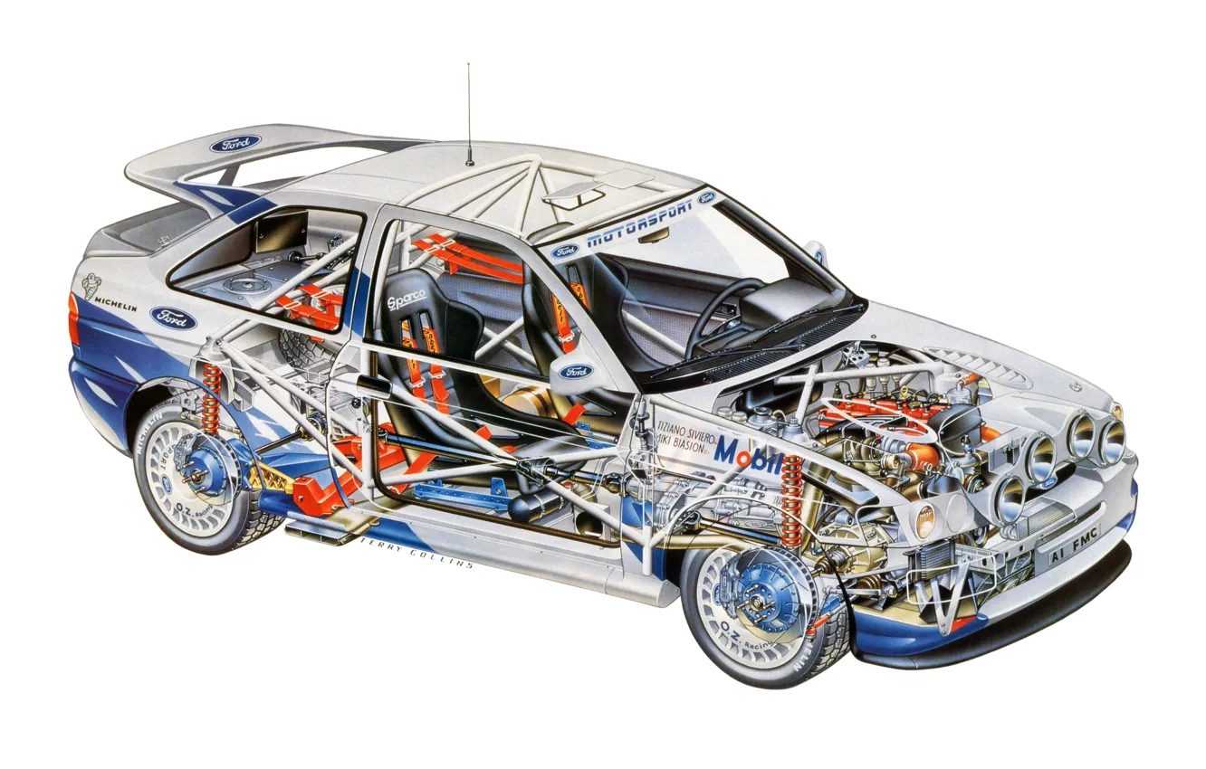 Фото обои ford, rally car, cosworth, cutaway, 1993-1996, escort rs