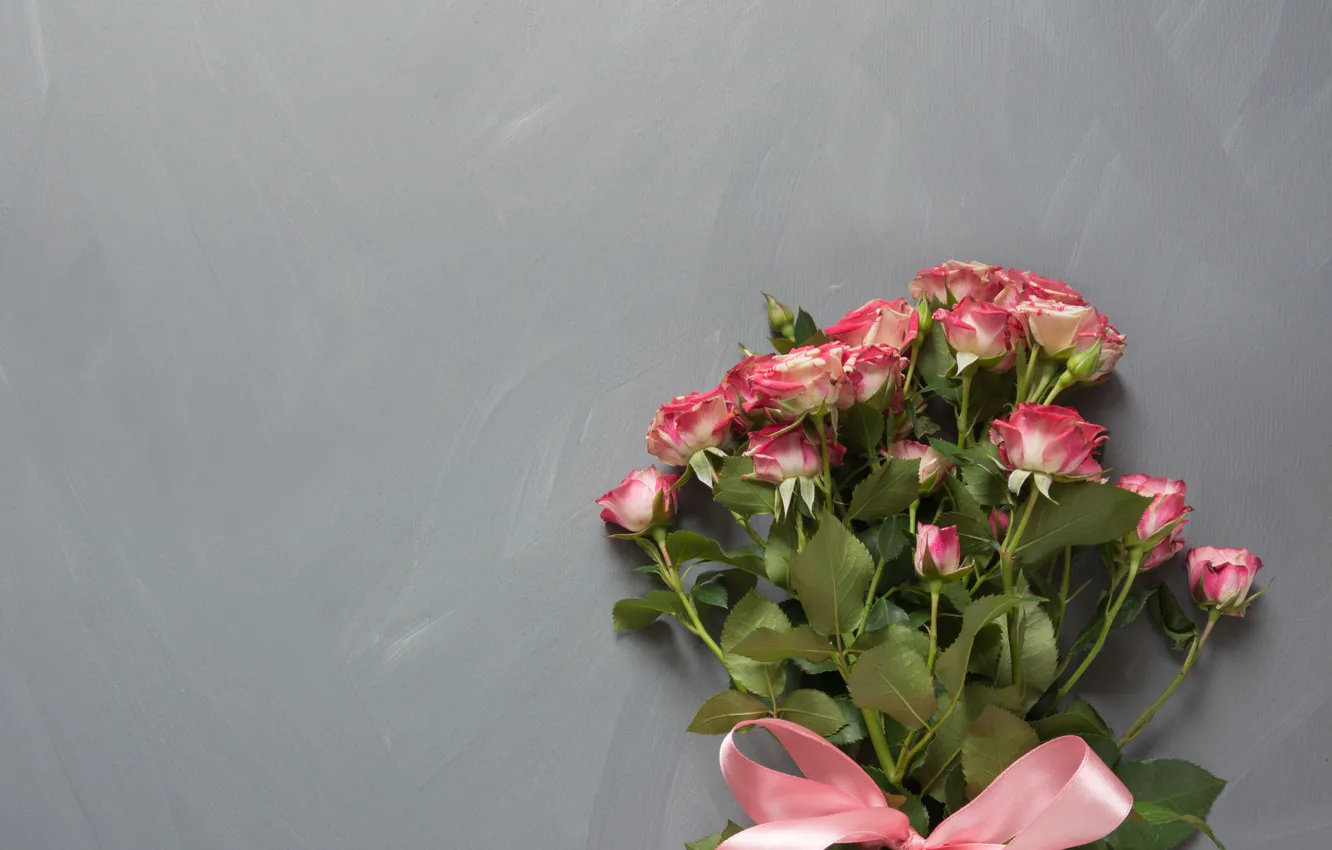 Фото обои розы, букет, лента, pink, roses, Lazhko Svetlana
