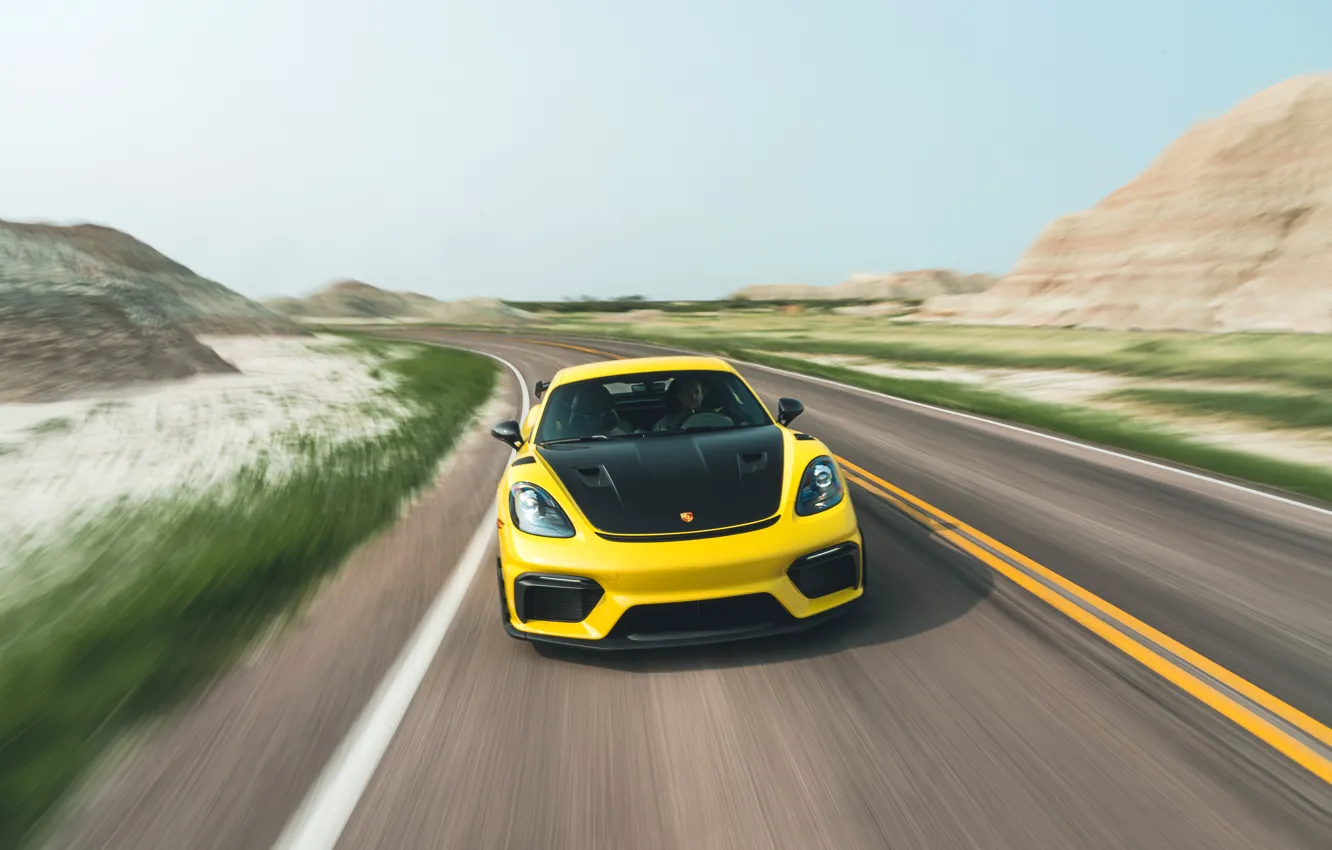 Фото обои Porsche, Cayman, road, speed, Weissach Package, 718, Porsche 718 Cayman GT4 RS