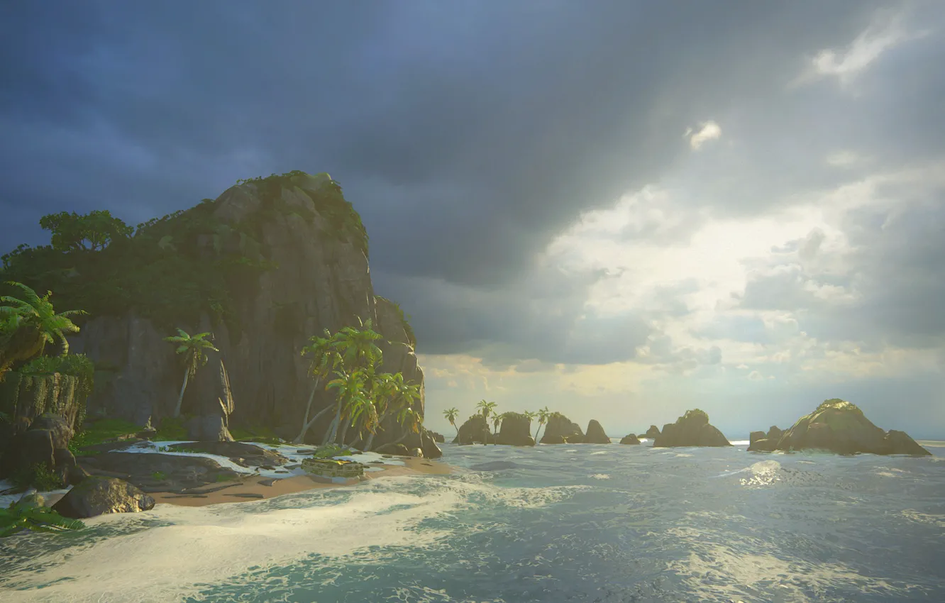 Фото обои море, пальмы, остров, Naughty Dog, Playstation 4, Uncharted 4: A Thief's End