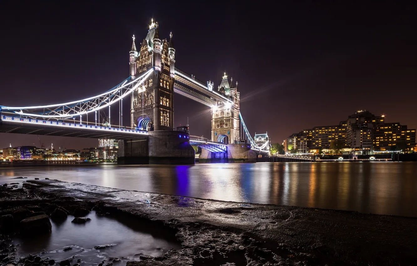 Фото обои мост, город, река, лондон