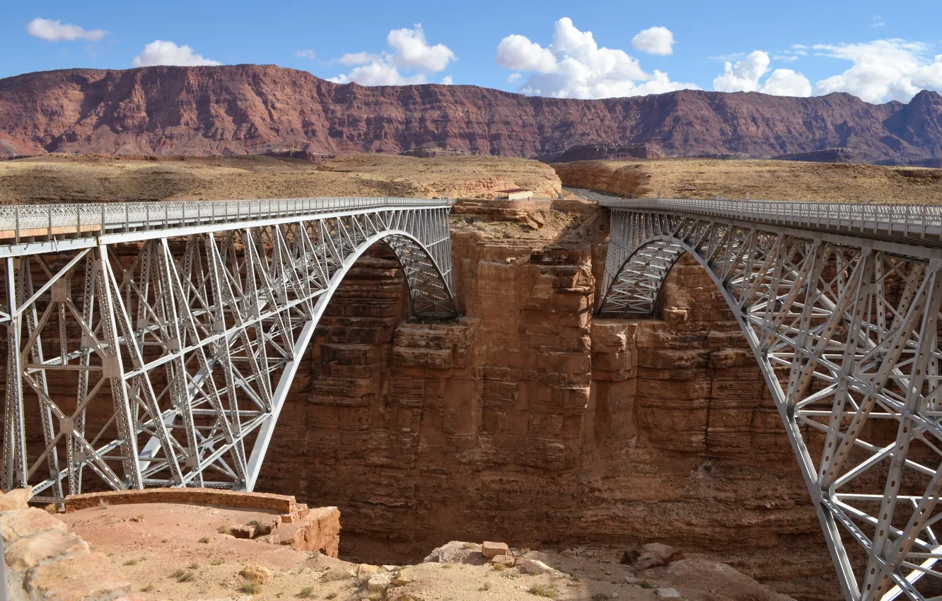Фото обои USA, road, Arizona, mountain, Sand, Canyon, United States of America, Navajo Bridge over the Colorado …