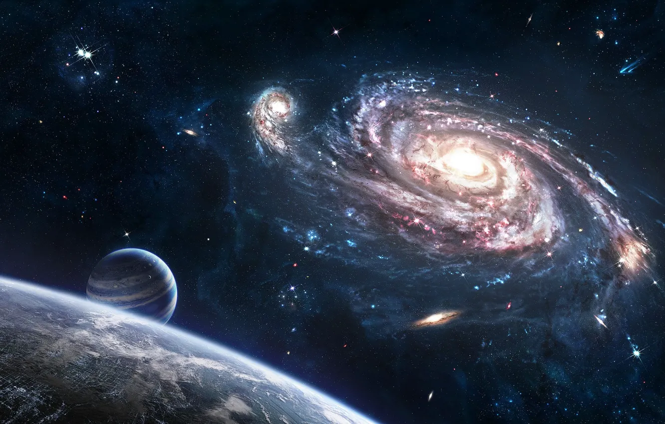 Фото обои космос, звезды, планеты, галактики