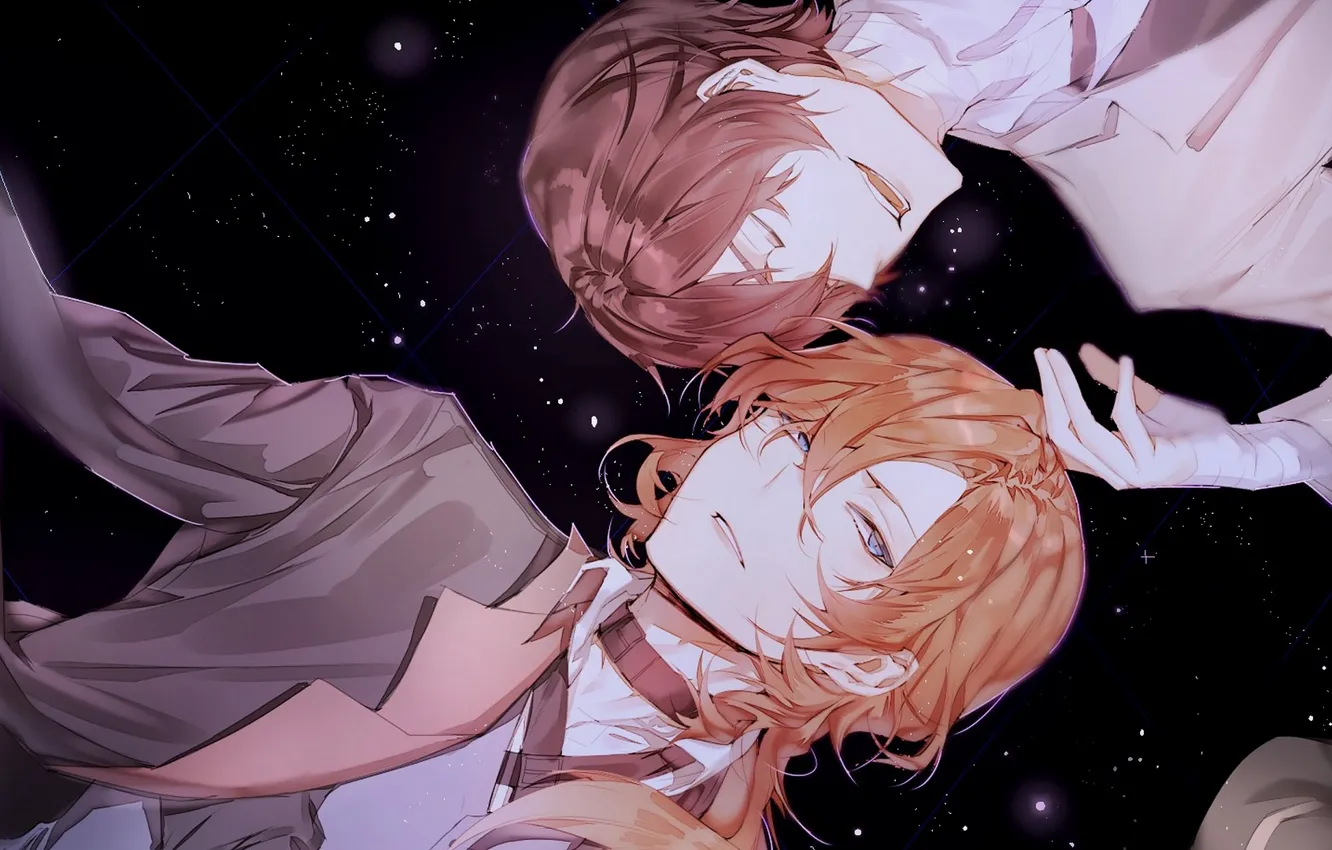Фото обои парни, тёмный фон, Bungou Stray Dogs, Бродячие Псы: Литературные Гении