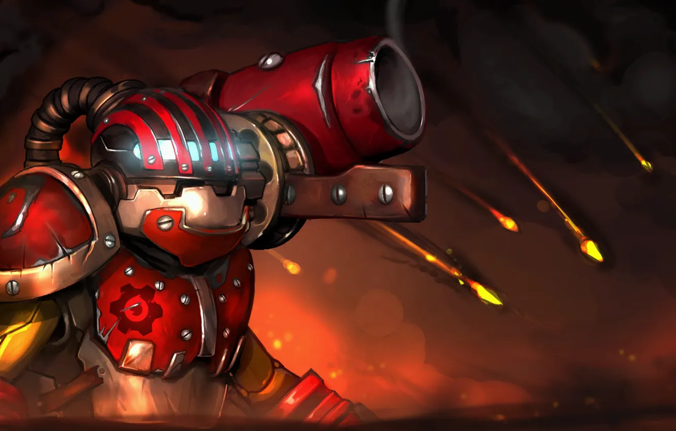 Фото обои механизм, ракеты, арт, Dota 2, Clockwerk