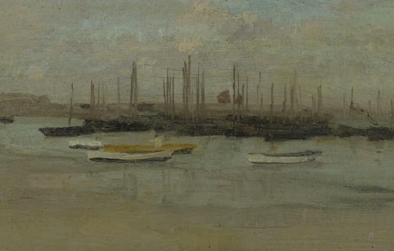 Фото обои картина, морской пейзаж, Джеймс Эббот Мак-Нейл Уистлер, Blue and Opal Herring Fleet, James McNeill Whistler