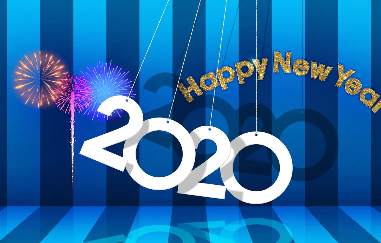 Фото обои фон, Новый год, фейерверк, New Year, 2020