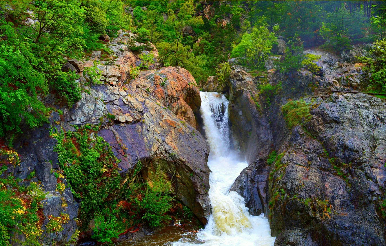 Фото обои Весна, Водопад, Скалы, Камни, Spring, Waterfall