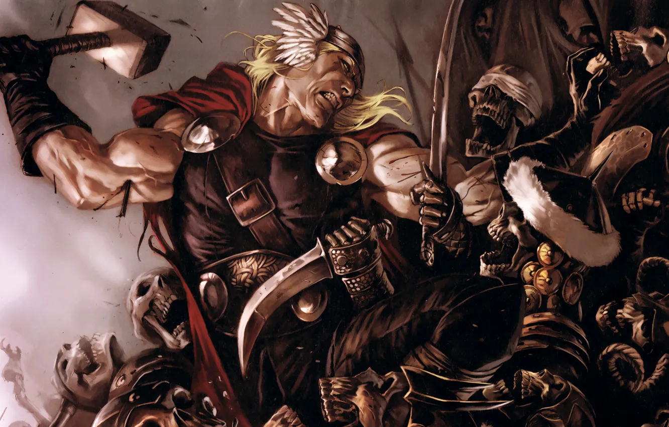 Фото обои бог, скелеты, Thor, Marvel Comics, мститель, Avenger