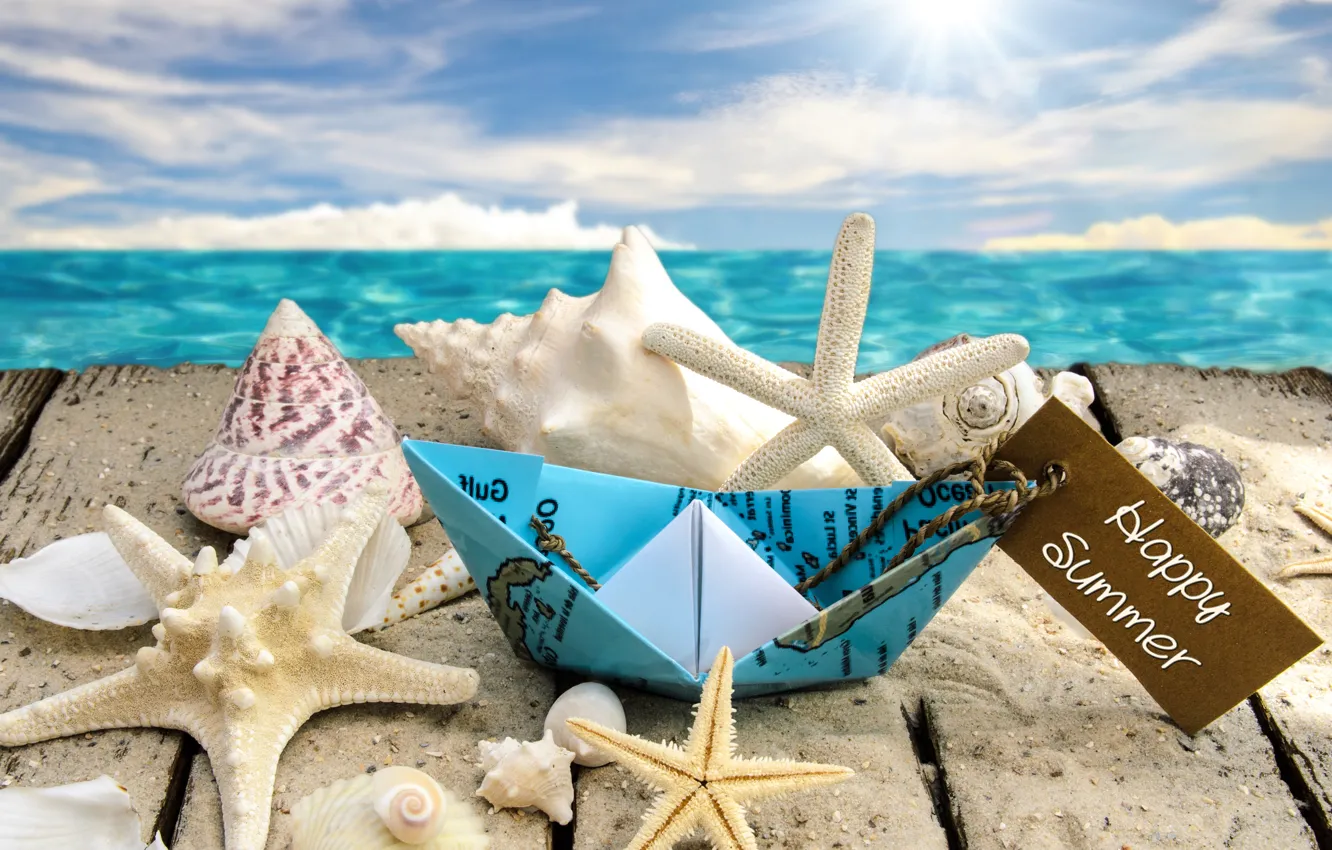 Фото обои море, пляж, солнце, звезды, ракушки, sunshine, beach, sea