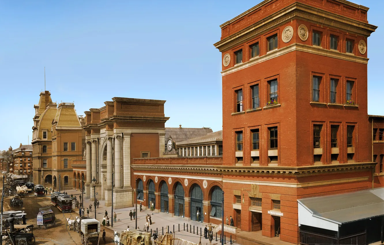 Фото обои ретро, улица, дома, США, 1890 год