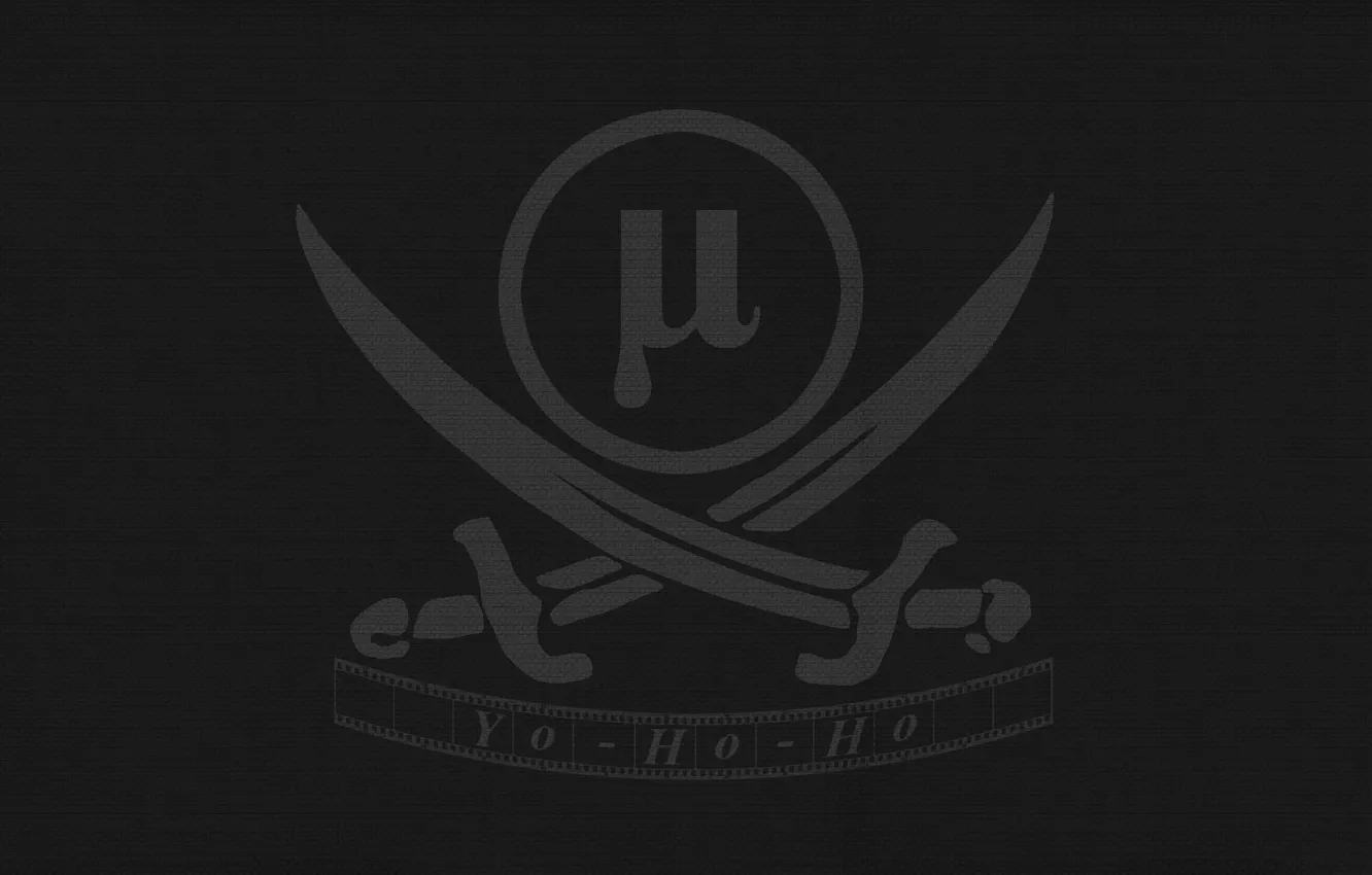 Фото обои Минимализм, Пиратство, Логотип, Black, uTorrent, Yo-Ho-Ho